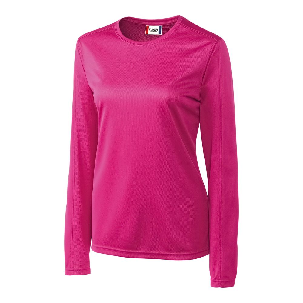 NWT Clique Ribbon Pink Ice Pique Womens Long Sleeve Tech Tee